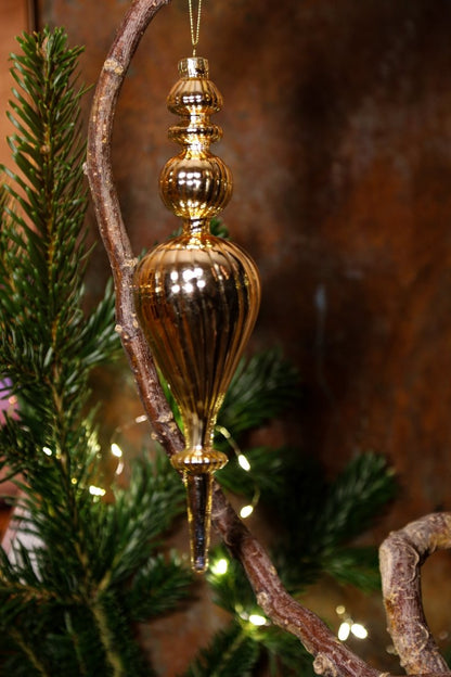 Ornament - gold - Glas - zum Hängen - 3-teiliges Set - D 6 cm / H 28 cm - S´Wichtal - Bernd Borowicz