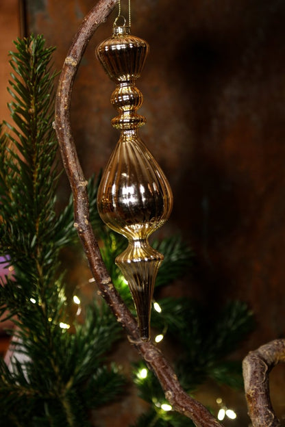 Ornament - gold - Glas - zum Hängen - 3-teiliges Set - D 6 cm / H 28 cm - S´Wichtal - Bernd Borowicz